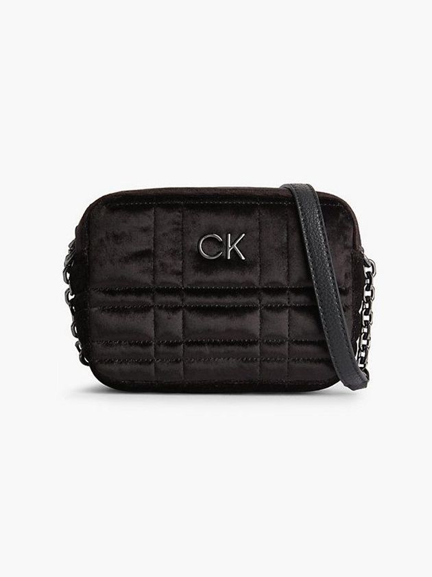 Calvin Klein USA Recycled Velvet Crossbody Womens Bag Black 7239416-LE